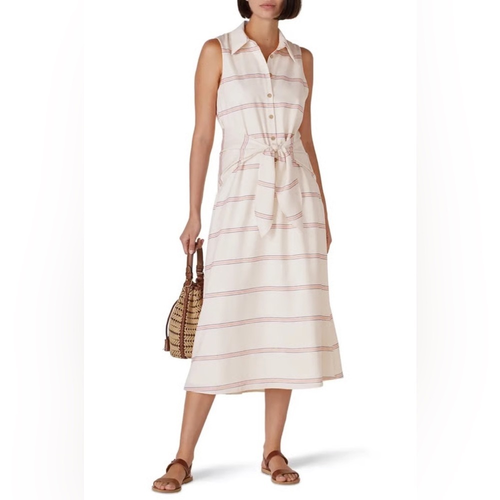 SLATE & WILLOW Striped Sleeveless Tie-Waist Midi Dress, Size XS, EUC